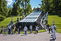Petergof, Russia - June 29, 2017: Cascade of fount