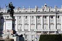 Spain, Madrid, Statue of Philip IV to the left wit