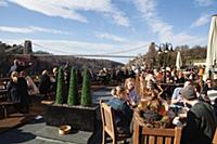 England, Bristol, Drinkers on the terrace of the W