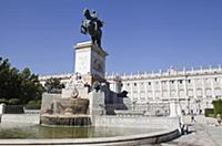 Spain, Madrid, Statue of Philip IV of Spain with t