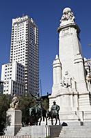 Spain, Madrid, Statues of Cervantes Don Quixote an