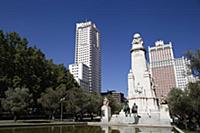 Spain, Madrid, Statues of Cervantes Don Quixote an