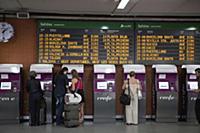 Spain, Madrid, Passengers using the self-service t