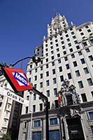 Spain, Madrid, Metro Sign outside Edificio Telefon