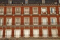 Spain, Madrid, Apartments in the Plaza Mayor.