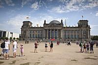 Germany, Berlin, Mitte, Reichstag building with gl