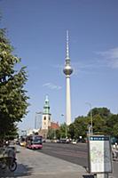 Germany, Berlin, Mitte, Fernsehturm TV Tower seen 
