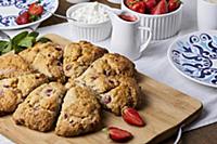 Strawberry scones served with cottage cheese and s