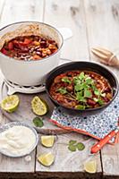 Vegeterian mexican bean chilli with chipotle chili