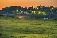 Russian village in the sunset. Olgovo in Dmitrov d